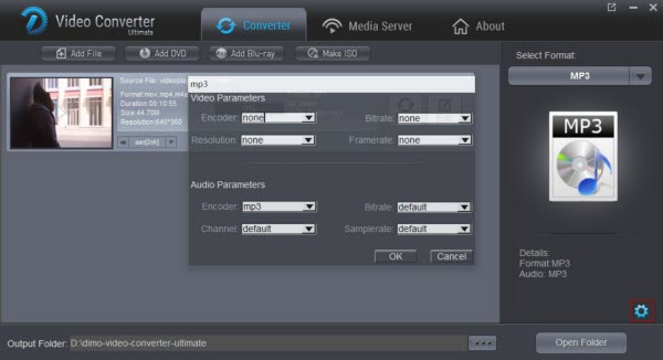 MP3 audio settings