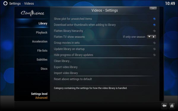 Kodi video settings