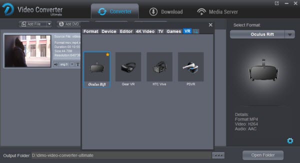 Oculus Rift video format