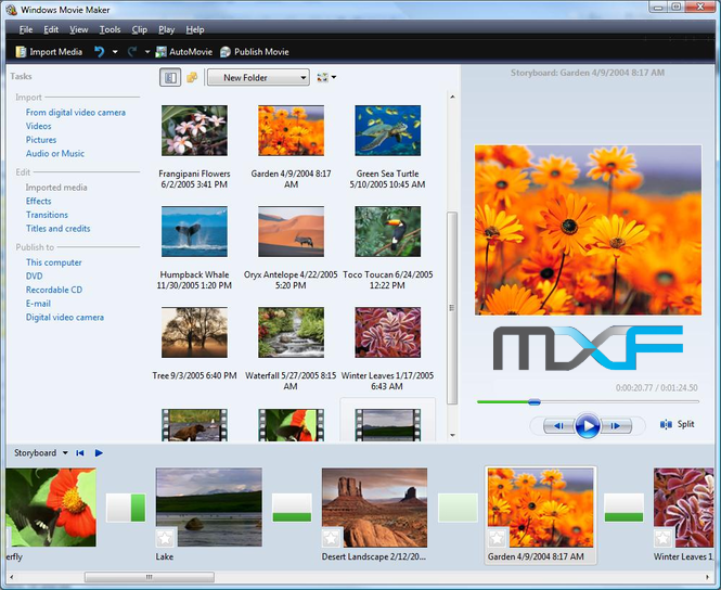 How do I Import MXF files to Windows Movie Maker (WMV)?